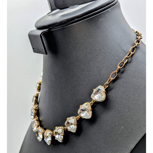 Stella & Dot Large Trillion Rhinestone Antiqued Gold Tone Necklace - Picture 2 of 6